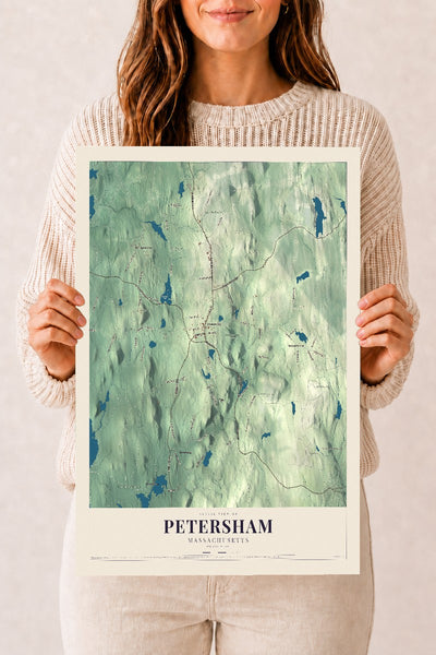 Petersham, Massachusetts map print - 12 x 18 archival matte print
