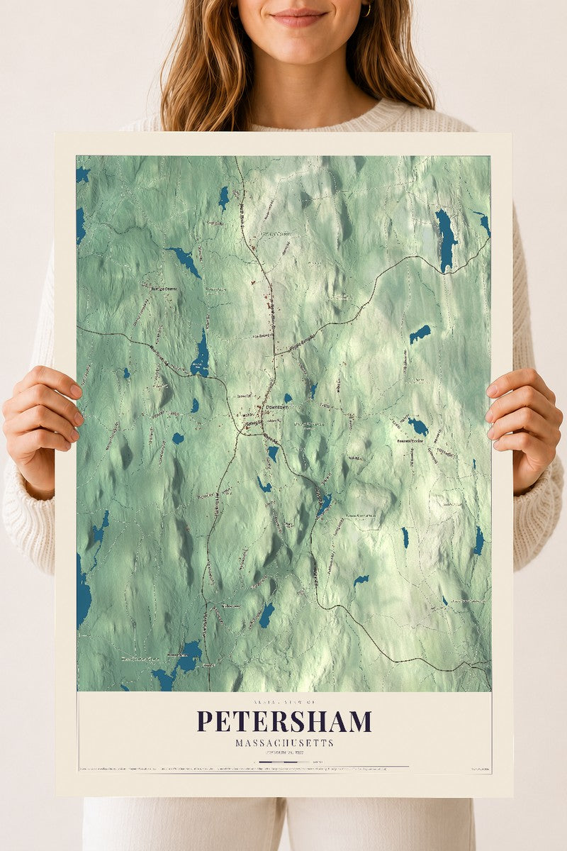 Petersham, Massachusetts map print - 18 x 24 archival matte print