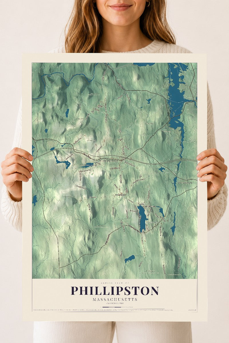 Phillipston, Massachusetts map print - 18 x 24 archival matte print