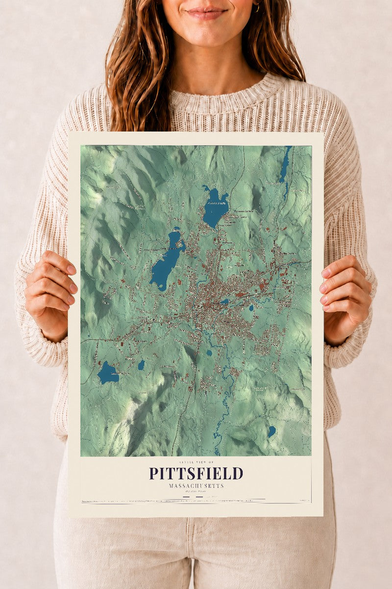 Pittsfield, Massachusetts map print - 12 x 18 archival matte print