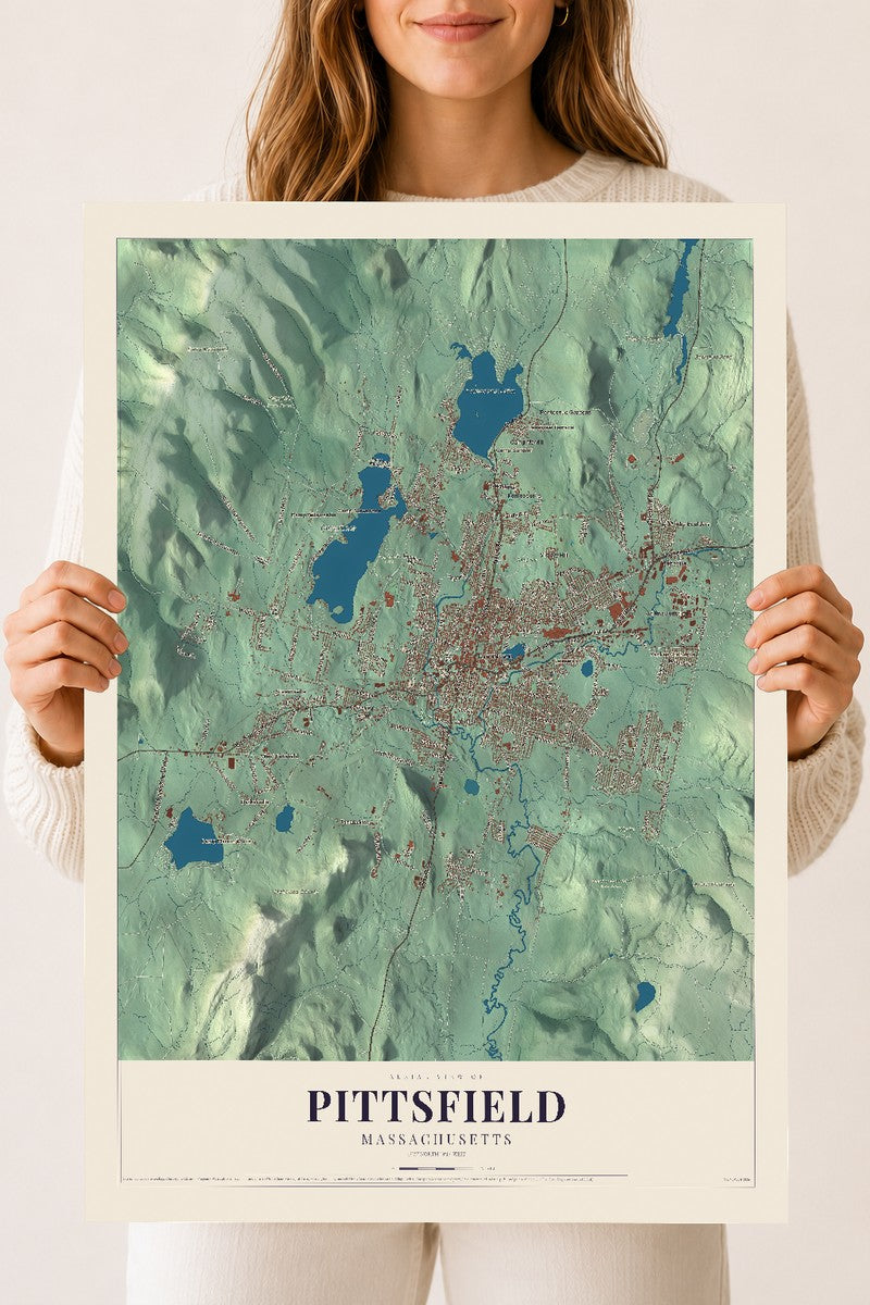 Pittsfield, Massachusetts map print - 18 x 24 archival matte print
