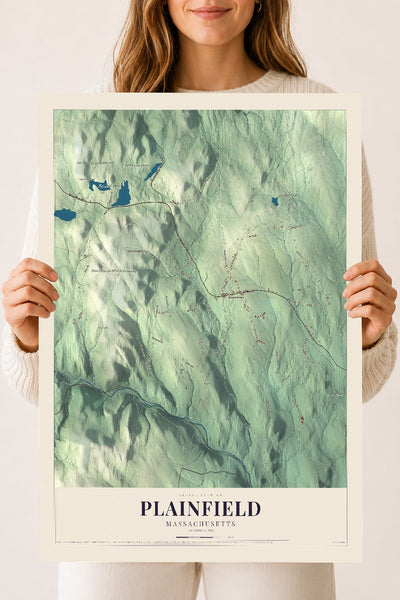 Plainfield, Massachusetts map print - 18 x 24 archival matte print