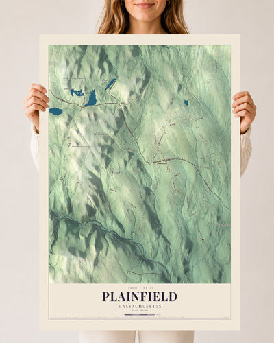 Plainfield, Massachusetts map print - 24 x 36 archival matte print
