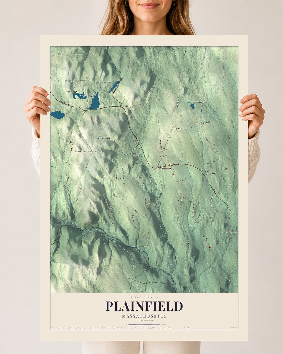Plainfield, Massachusetts map print - 24 x 36 archival matte print