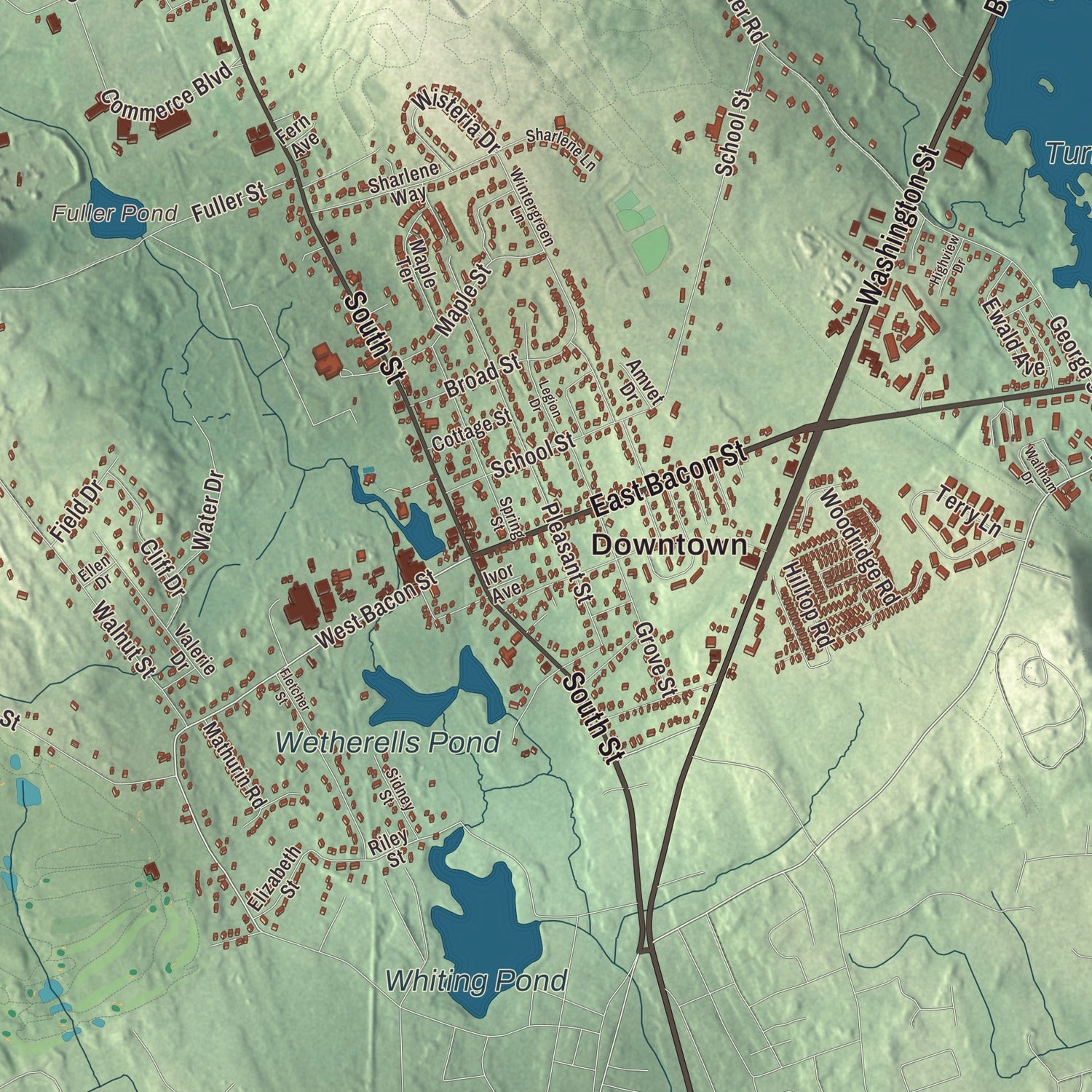 Street and neighborhood detail from the Plainville, Massachusetts map