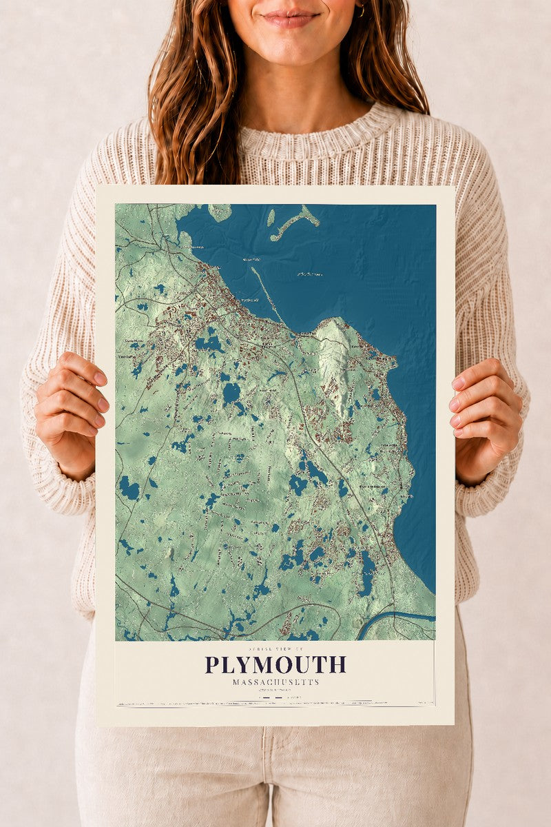 Plymouth, Massachusetts map print - 12 x 18 archival matte print