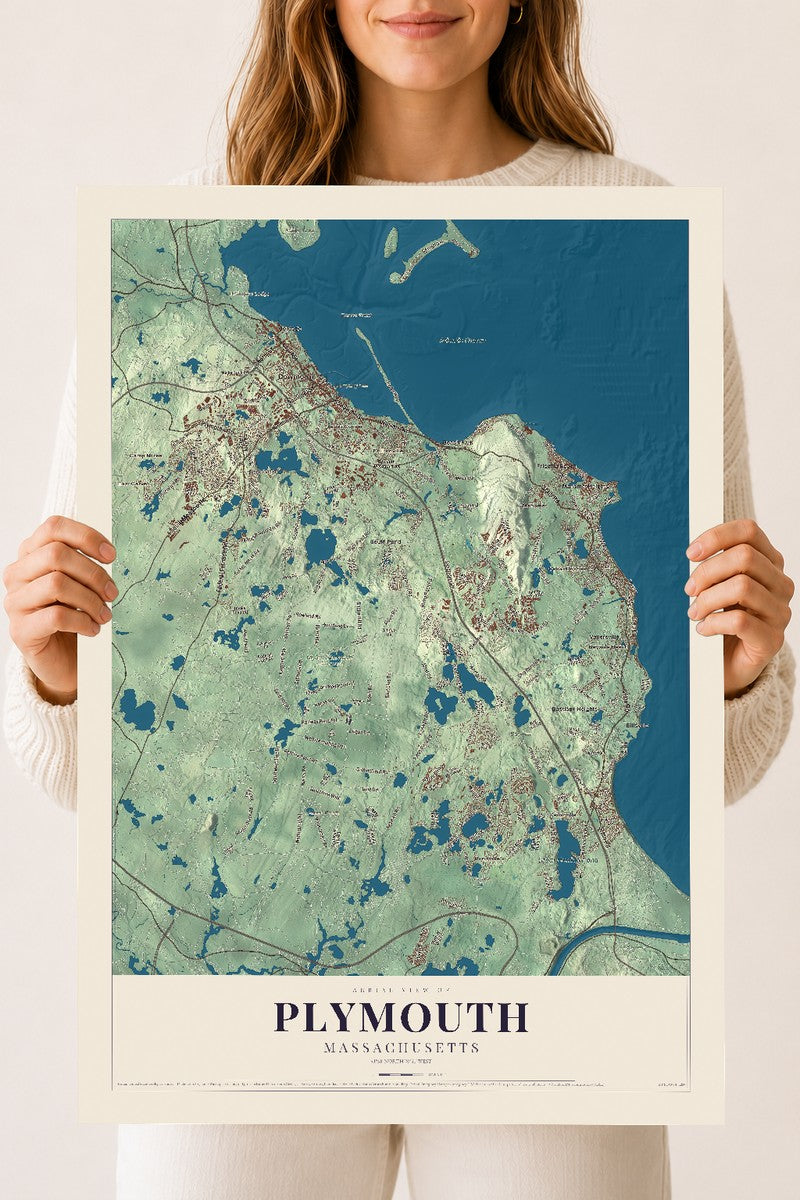 Plymouth, Massachusetts map print - 18 x 24 archival matte print