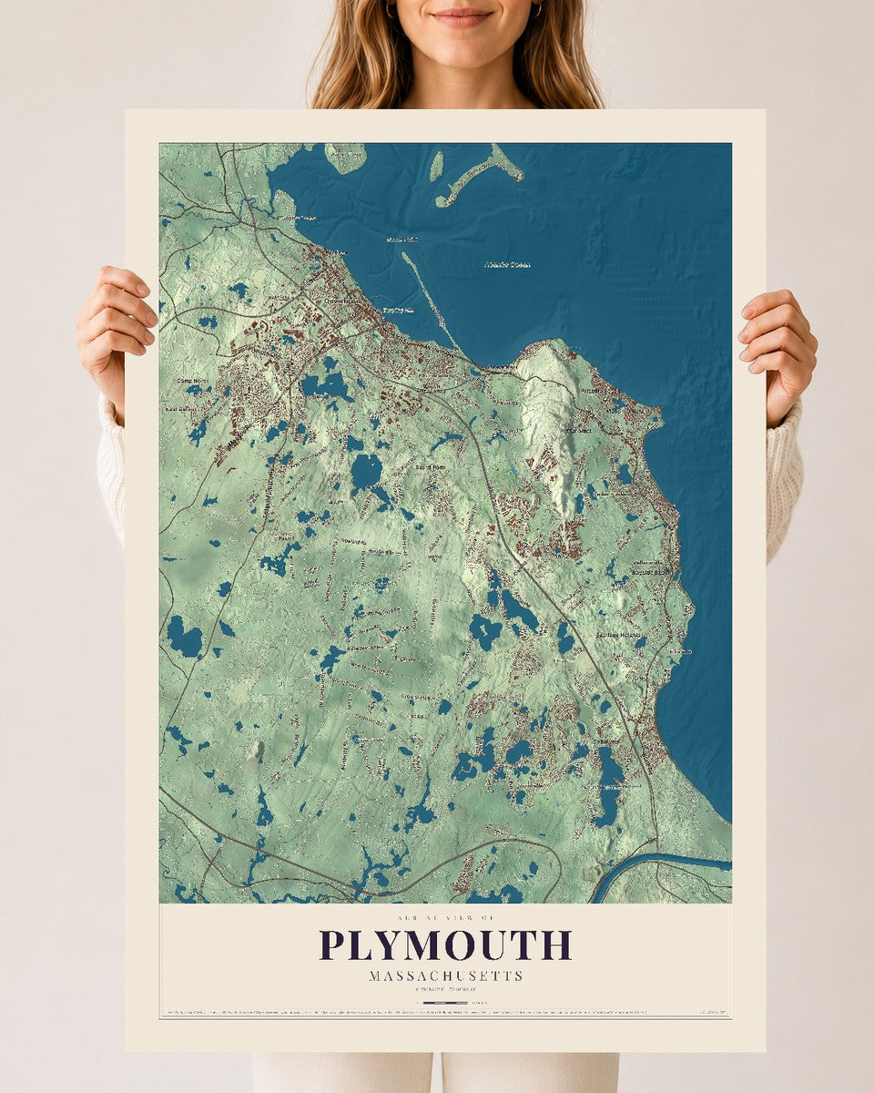 Plymouth, Massachusetts map print - 24 x 36 archival matte print