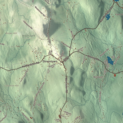 Street and neighborhood detail from the Princeton, Massachusetts map