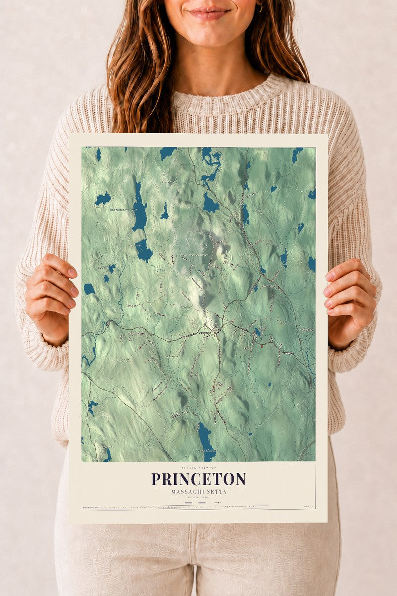 Princeton, Massachusetts map print - 12 x 18 archival matte print