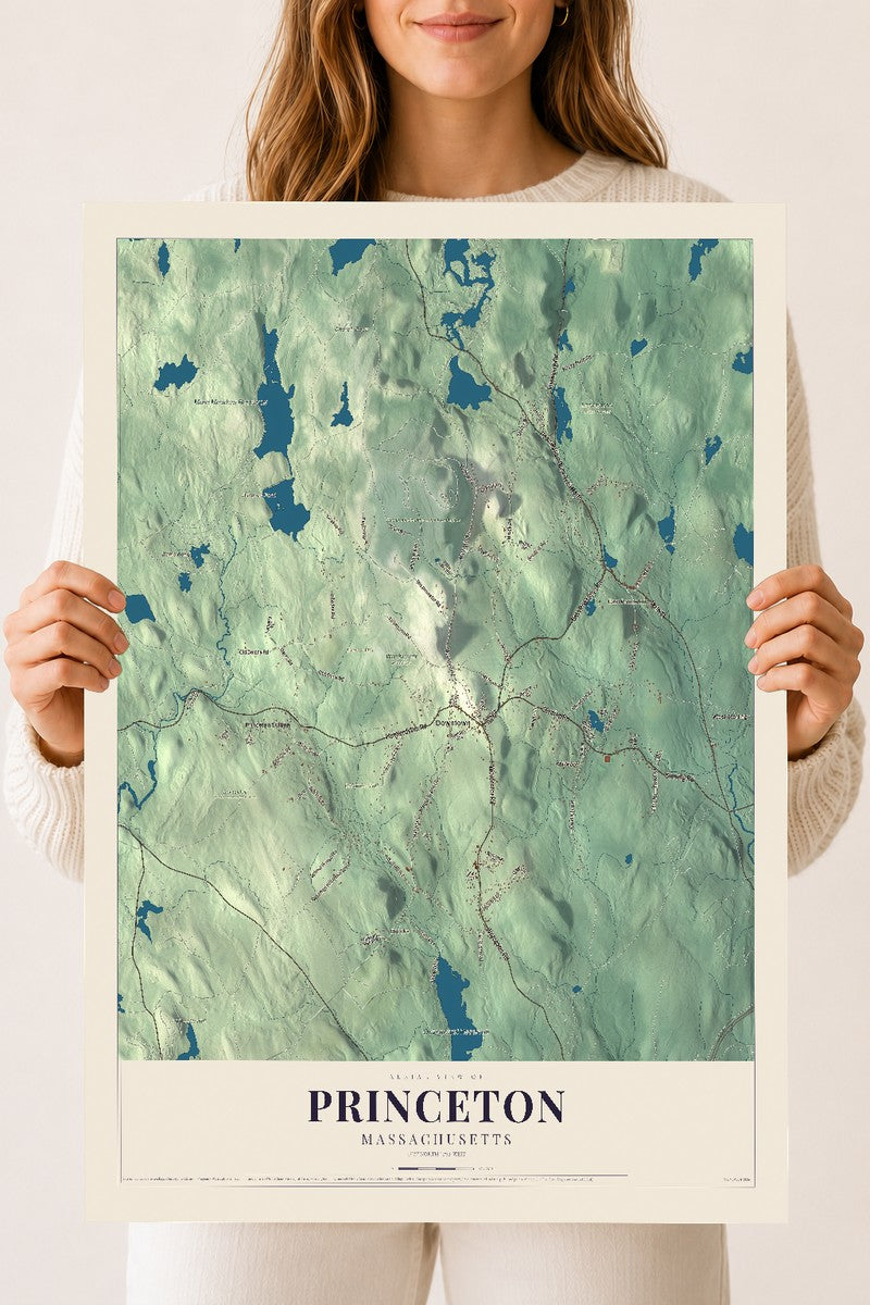 Princeton, Massachusetts map print - 18 x 24 archival matte print