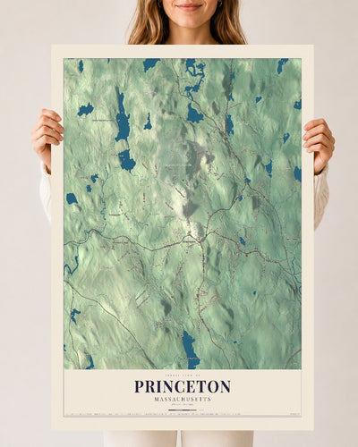 Princeton, Massachusetts map print - 24 x 36 archival matte print