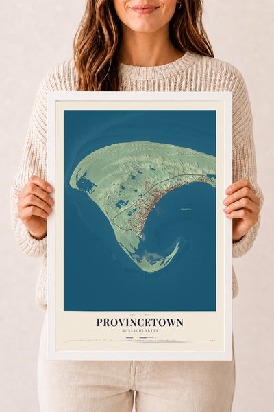 Provincetown, Massachusetts map print - 12 x 18 white Ayous wood frame