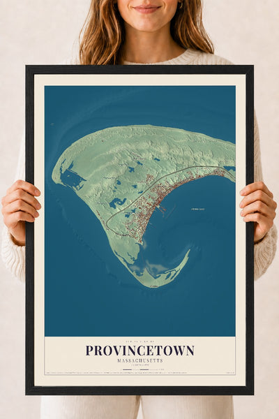 Provincetown, Massachusetts map print - 18 x 24 black Ayous wood frame