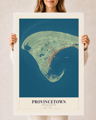Provincetown, Massachusetts map print - 24 x 36 white Ayous wood frame