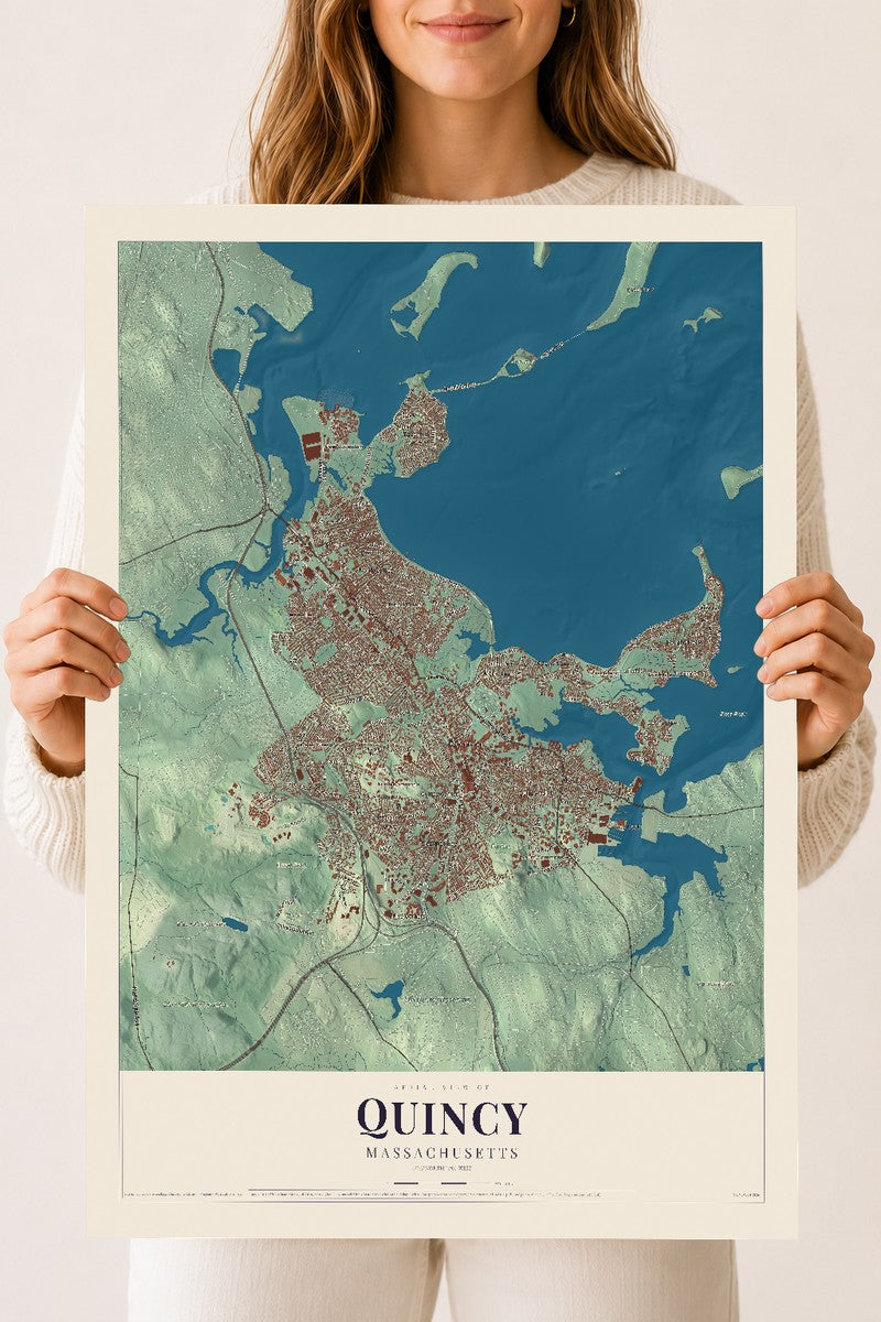 Quincy, Massachusetts map print - 18 x 24 archival matte print