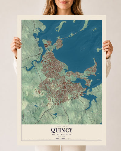 Quincy, Massachusetts map print - 24 x 36 archival matte print