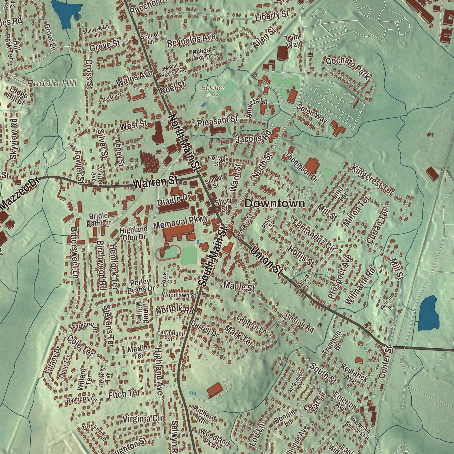 Street and neighborhood detail from the Randolph, Massachusetts map