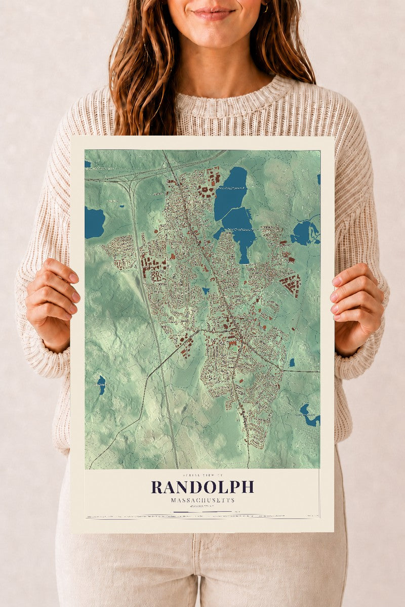 Randolph, Massachusetts map print - 12 x 18 archival matte print