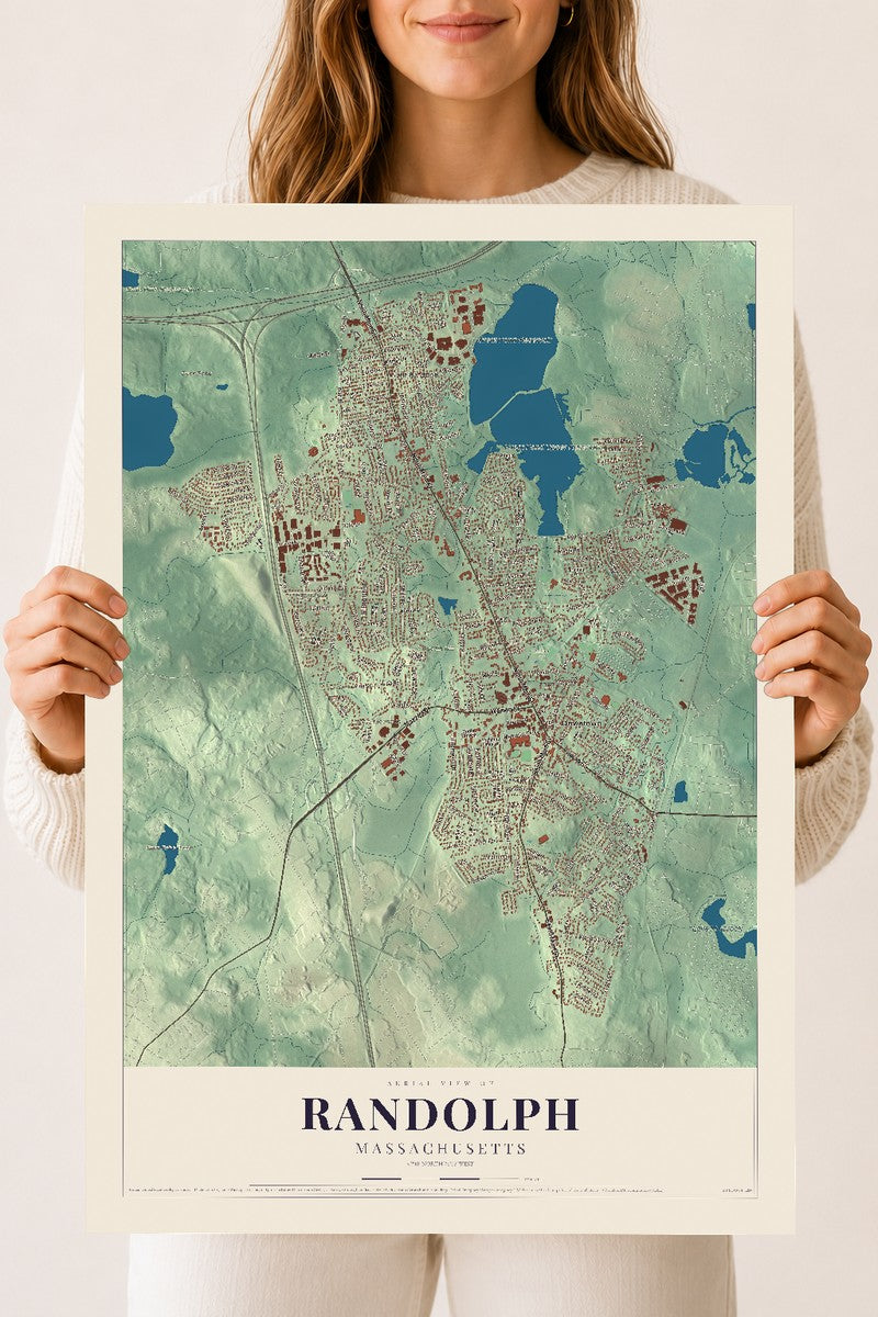 Randolph, Massachusetts map print - 18 x 24 archival matte print