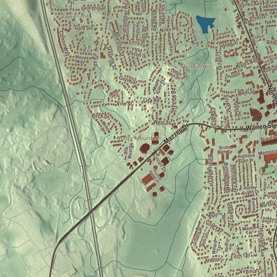 Terrain and local geography detail from the Randolph, Massachusetts map