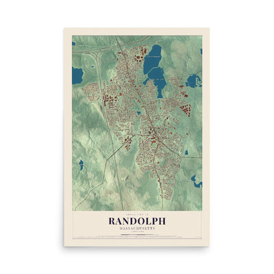 Map of Randolph, Massachusetts, 12 x 18 inch unframed archival matte print
