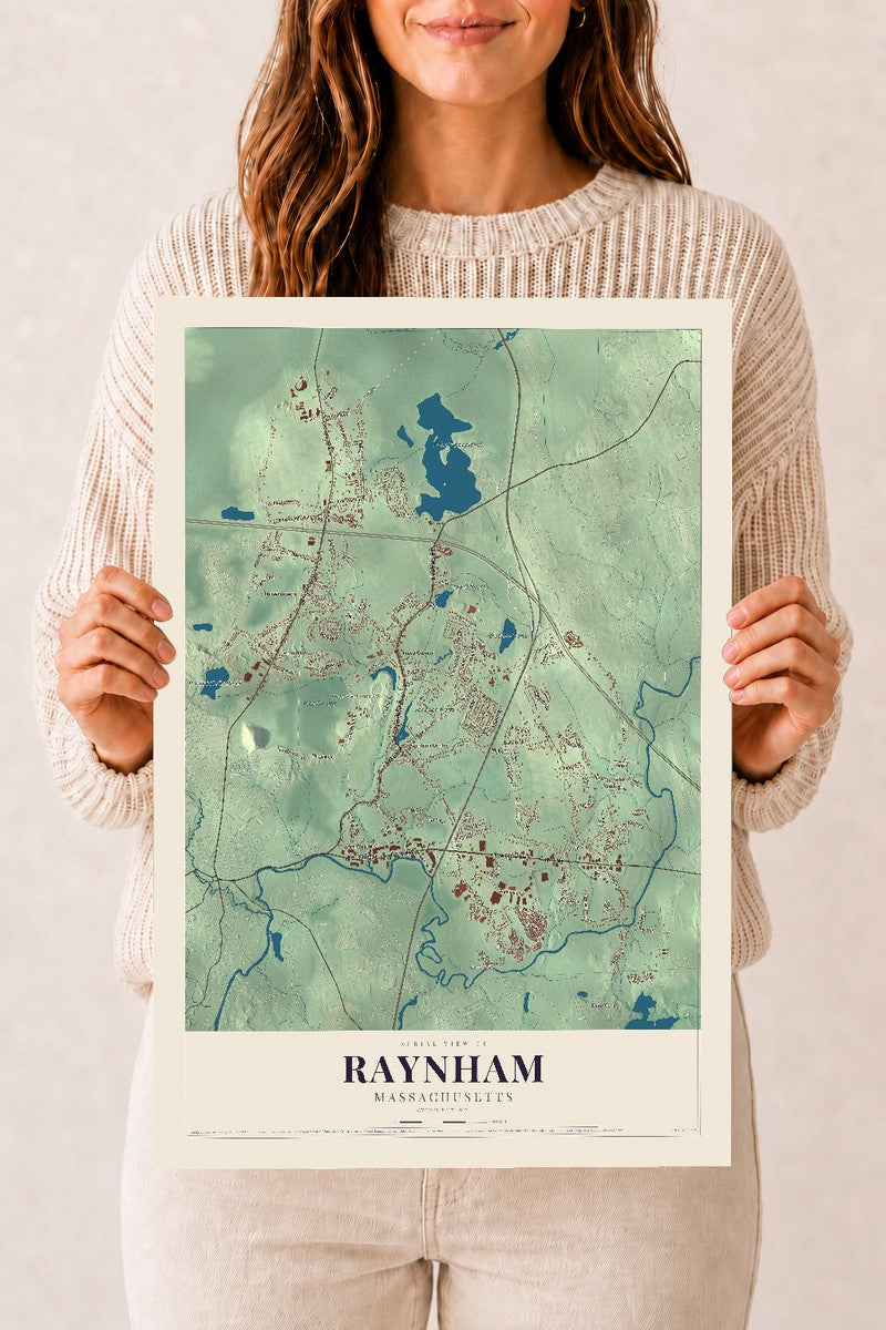 Raynham, Massachusetts map print - 12 x 18 archival matte print