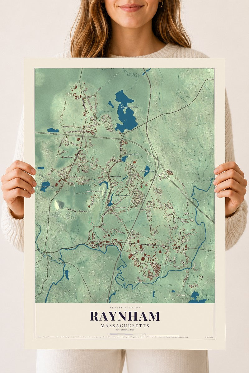 Raynham, Massachusetts map print - 18 x 24 archival matte print