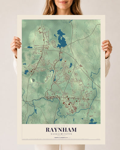 Raynham, Massachusetts map print - 24 x 36 archival matte print