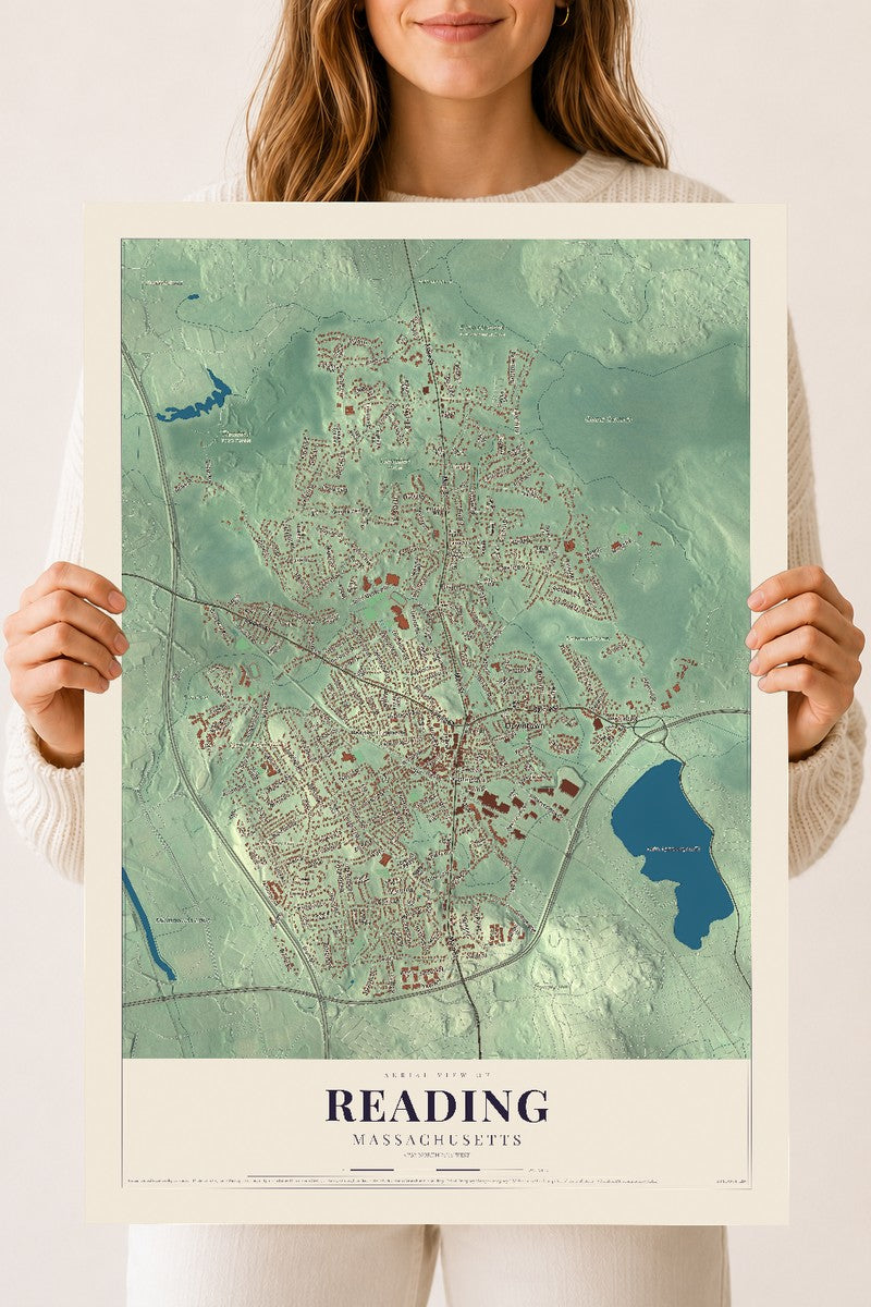 Reading, Massachusetts map print - 18 x 24 archival matte print