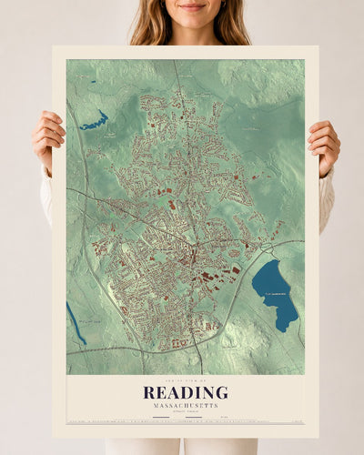 Reading, Massachusetts map print - 24 x 36 archival matte print