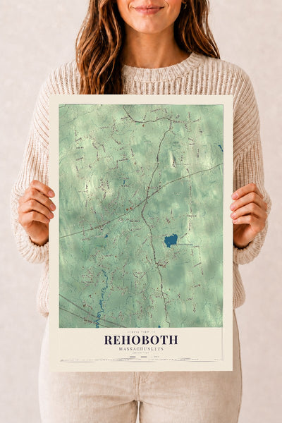 Rehoboth, Massachusetts map print - 12 x 18 archival matte print