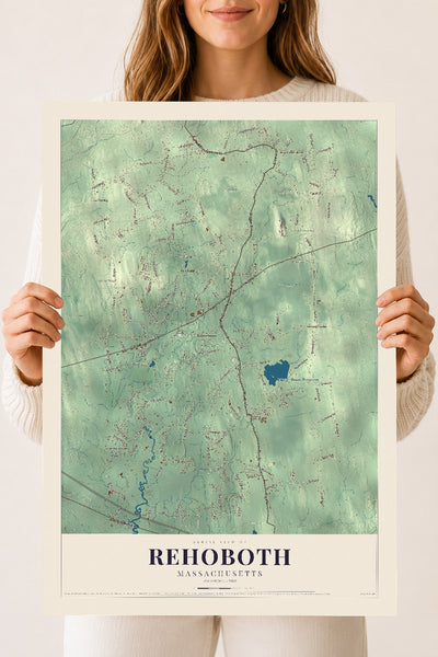 Rehoboth, Massachusetts map print - 18 x 24 archival matte print
