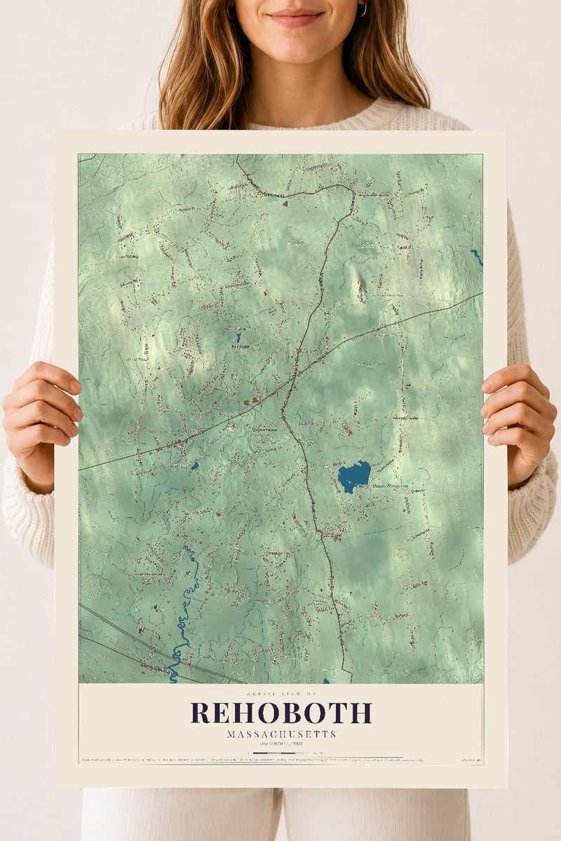 Rehoboth, Massachusetts map print - 18 x 24 archival matte print