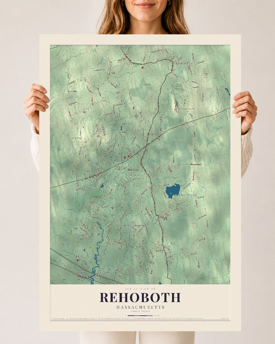 Rehoboth, Massachusetts map print - 24 x 36 archival matte print