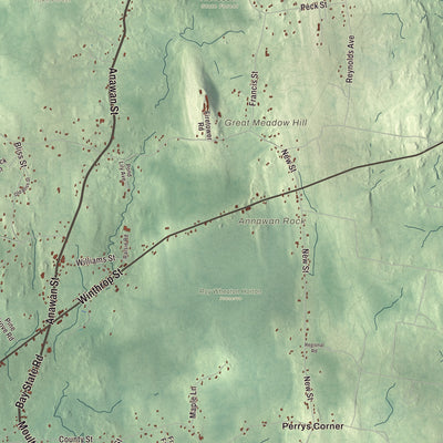 Terrain and local geography detail from the Rehoboth, Massachusetts map