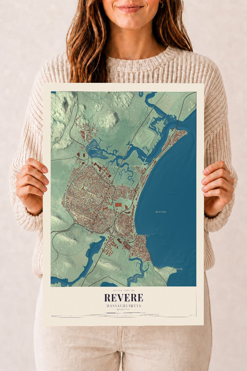 Revere, Massachusetts map print - 12 x 18 archival matte print