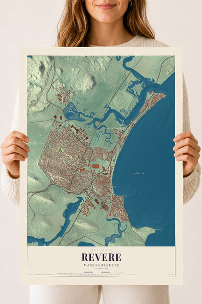 Revere, Massachusetts map print - 18 x 24 archival matte print