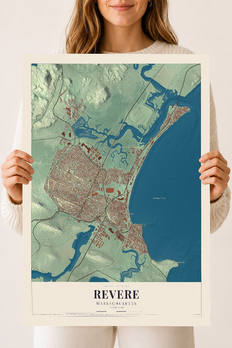 Revere, Massachusetts map print - 18 x 24 archival matte print