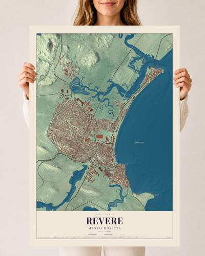 Revere, Massachusetts map print - 24 x 36 archival matte print