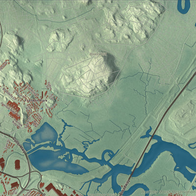 Terrain and local geography detail from the Revere, Massachusetts map