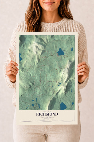 Richmond, Massachusetts map print - 12 x 18 archival matte print