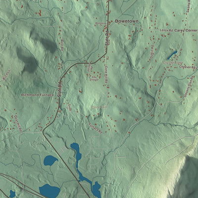 Terrain and local geography detail from the Richmond, Massachusetts map