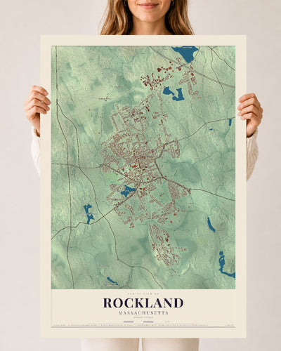 Rockland, Massachusetts map print - 24 x 36 archival matte print