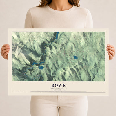 Rowe, Massachusetts map print - 12 x 18 archival matte print