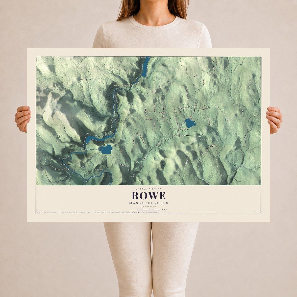Rowe, Massachusetts map print - 24 x 36 archival matte print