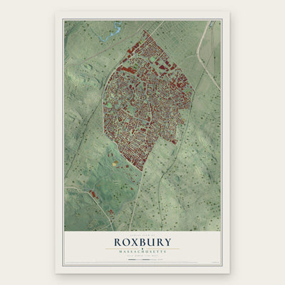 Roxbury, Massachusetts map print, the full design