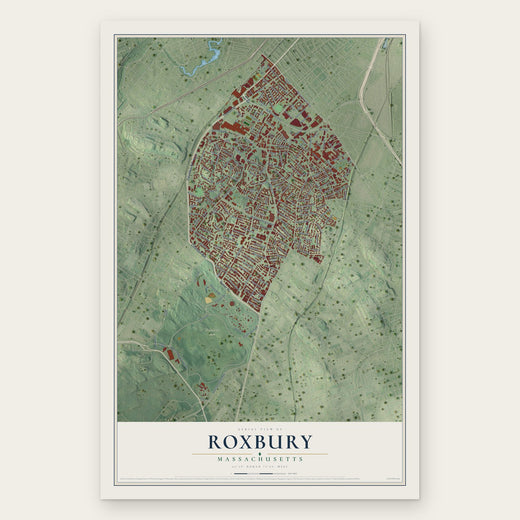 Roxbury, Massachusetts map print, the full design