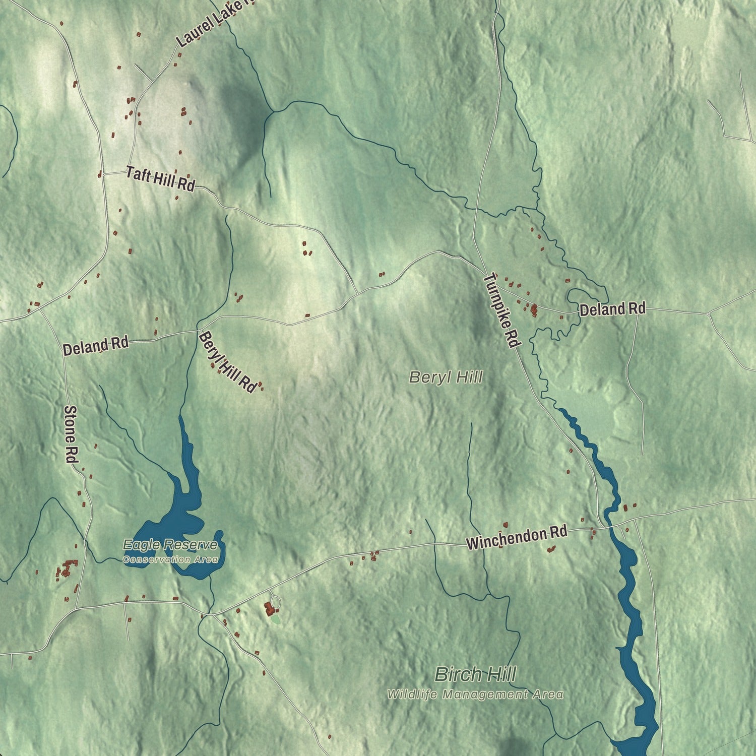 Terrain and local geography detail from the Royalston, Massachusetts map