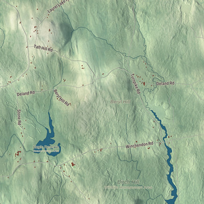 Terrain and local geography detail from the Royalston, Massachusetts map